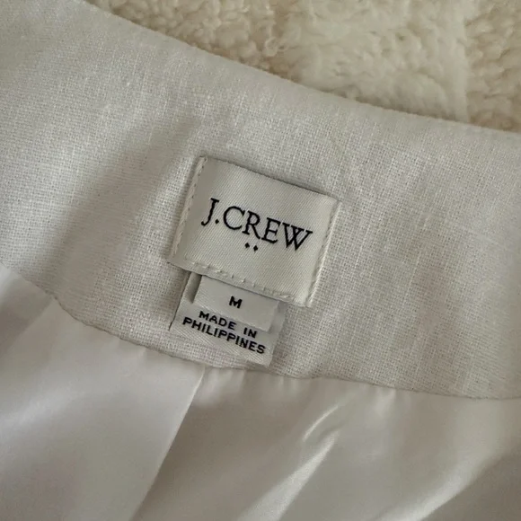J.Crew Factory Cropped Blazer with Pom Pom Linen Cotton Blend Jacket Size M - Picture 6 of 12